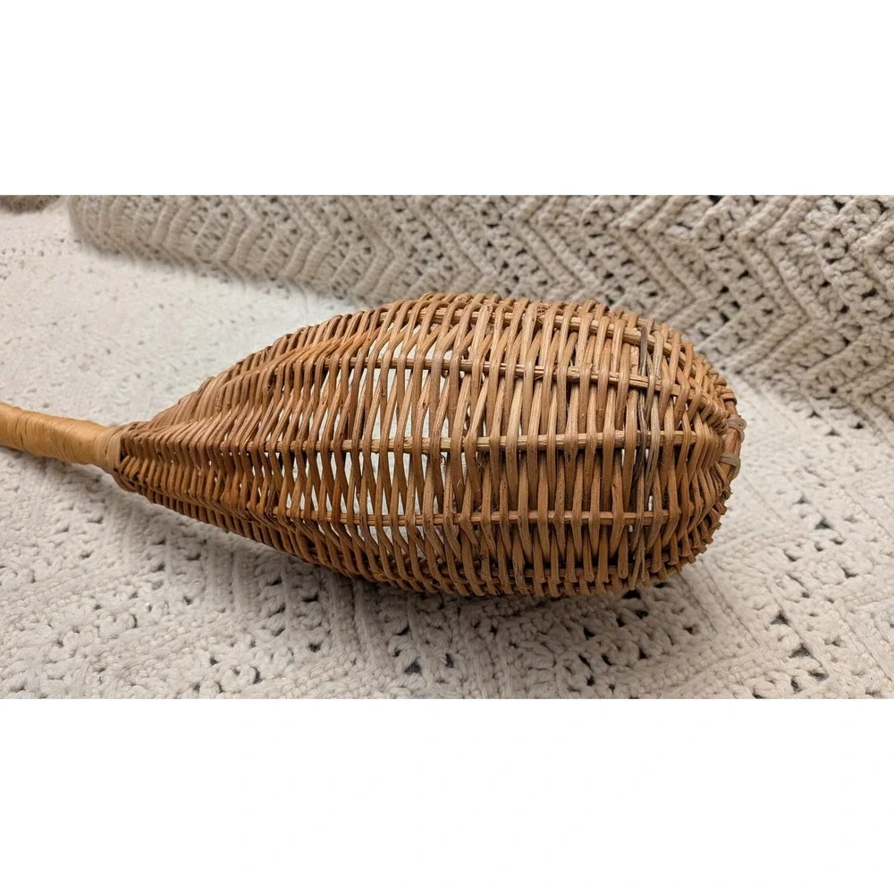 Vintage Wicker Wall Pocket Basket Teardrop Hanging Boho Farmhouse Decor 19 inch